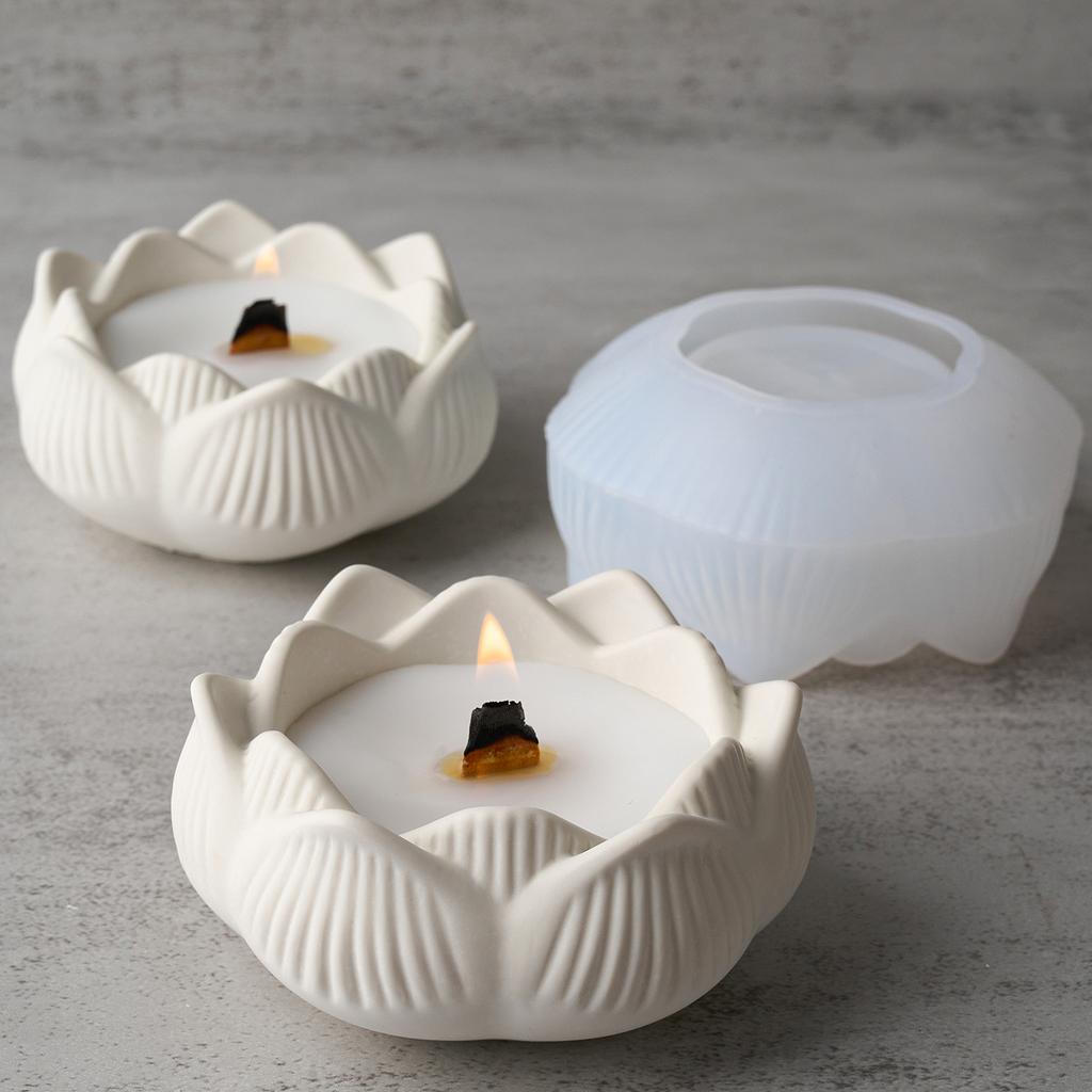 Lotus Candle Holder Silicone Mold Ashtray Storage Box Making  DIY Plaster Concrete Resin Planter Casting Molds Home Craft Decor