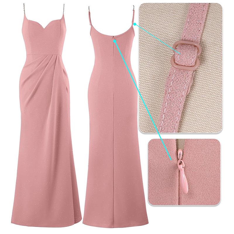 Cross-border hot sale Amazon ebay suspender dress chest wrap waist thin high split temperament evening dress long dress