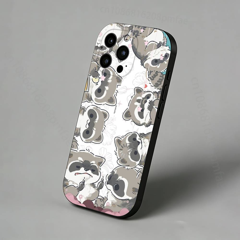

Cute Little Animal Raccoon Slim Back Phone Case for iPhone 17,16,15,14,13,12,11 Pro,Max,Plus,X,XS,XR,SE,Mini Protective Cover iPhone17