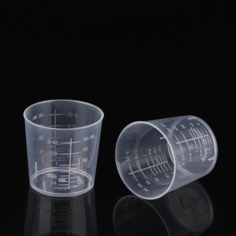 10Pcs 60Ml Measuring Cup Transparent Plastic Scale Beaker Cups Lab Graduated Liquid Container Without Handle Kitchen Baking Tool