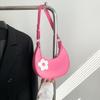 Flower Pendant Flower Shoulder Bag Large Capacity Women Underarm Bag Half-moon Bag  Ladies/Girls