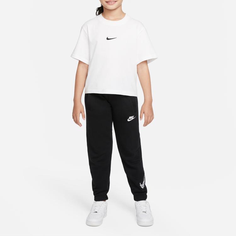 Nike French Terry Casual Solid Elastic Knit Sweatpants Kids Bottoms Black DM8220-010