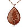 Direct Sales Copper Wire Winding Tree Of Life Water Drop Natural Gemstone Necklace Necklace N517 Pendant