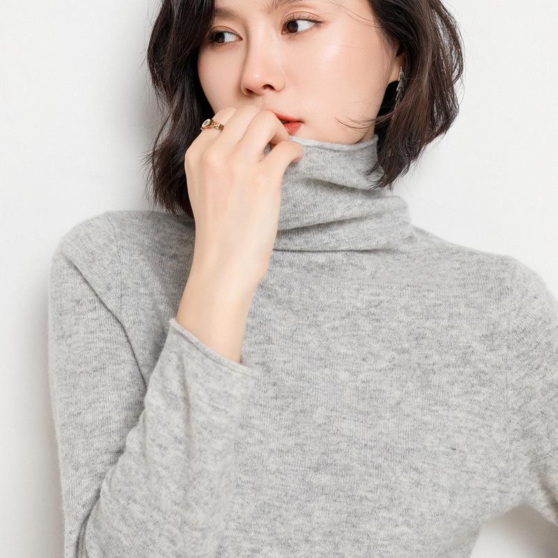 100% Pure Wool Slim Fit High Neck Sweater for Women - Autumn/Winter Fashionable Base Layer