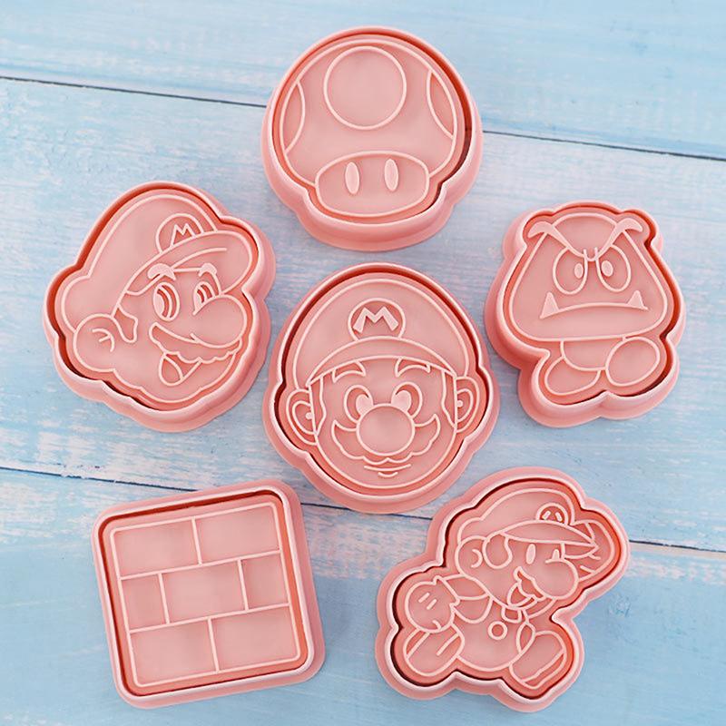6 Stück/Set Mario Keksform Anime Actionfigur Keks Fondant 3D Pressform