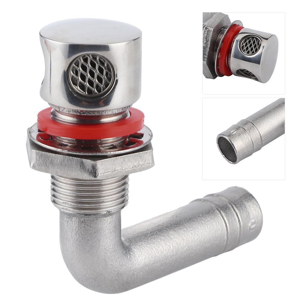 Universal Boat Fuel Gas Tank Vent Stainless Steel Hardware with Gasket Flush Mount for 5 8in HoseCurved