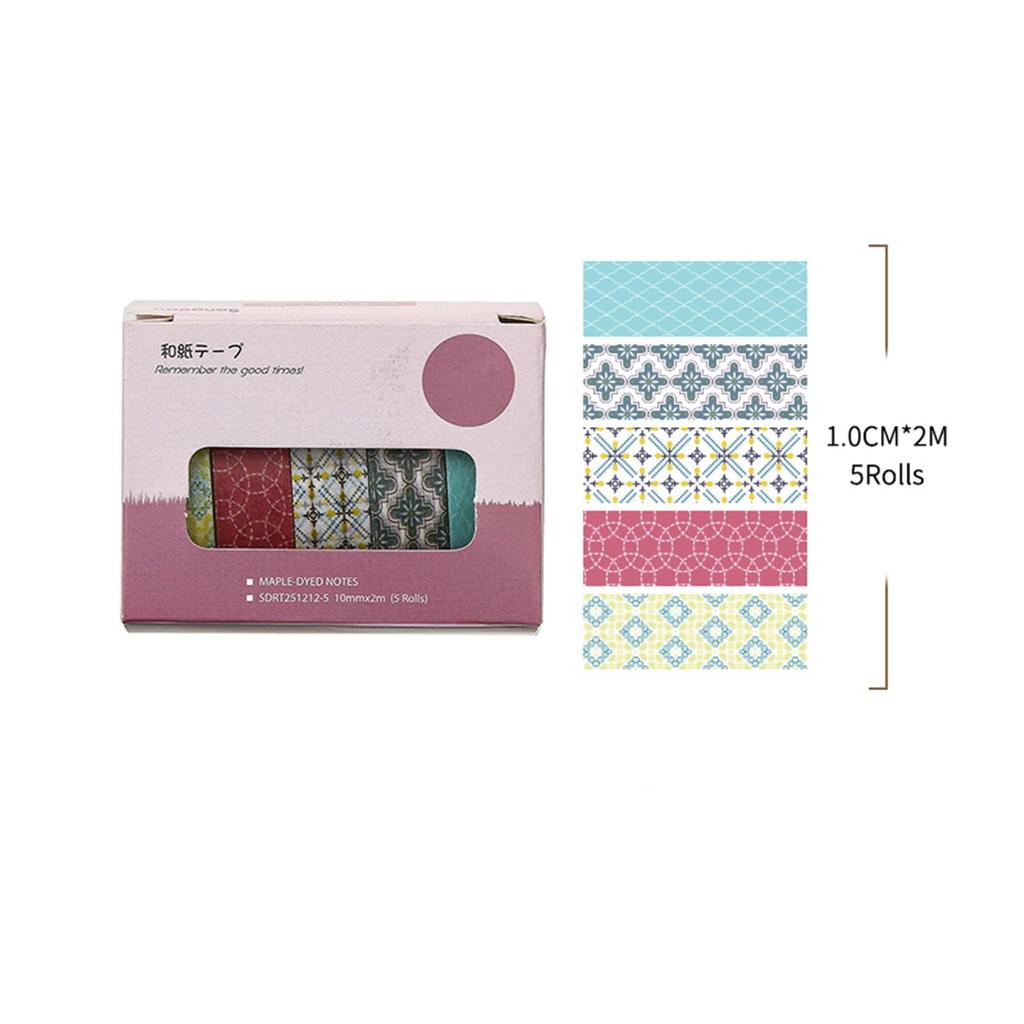YUBBAEX Geometric Pattern Masking Tape Set Retro Simple Washi Paper Tape Perfect for Journal Wrapping Floral 5-Roll - Design, Design, - Art/DIY