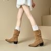 Women's high-heeled short boots autumn and winter new suede large-size casual Roman boots