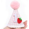 Strawberry 1st Birthday Hat - Girl Sweet One Birthday Decorations, Girls Pink First Birthday Crown, Strawberry Theme Cake Smash Props, Berry Sweet