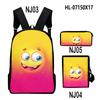 Novelty Classic Monster Face 3D Print 3pcs/Set pupil School Bags Laptop Daypack Backpack Inclined shoulder bag Pencil Case
