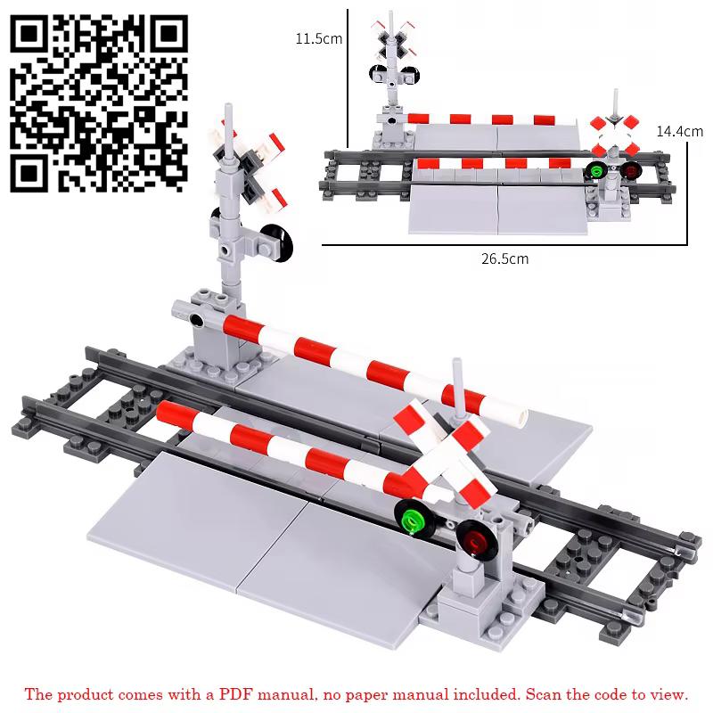 Children's MOC Toy Guard Booth Platform Lamp Train Track Straight And Curved Switch Track Railway Building Blocks DIY Bricks