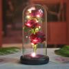 Three simulated immortal flowers, glass cover ornament, LED night light, rose, creative Valentine's Day gift.