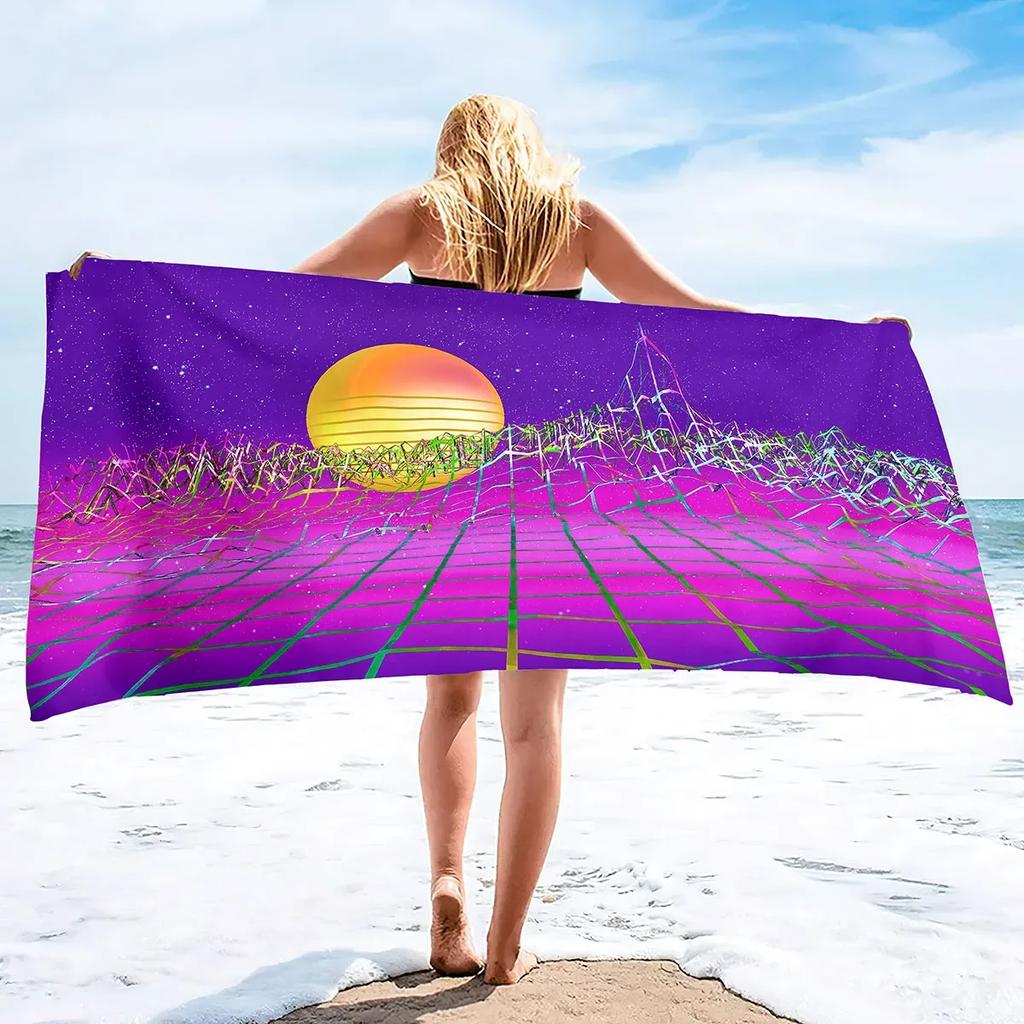 Neon Palms Beach Towel Quick Fast Dry Sand Free Proof Extra Large Big Outdoor Travel Swim Micro Fiber Blanket for Women Men