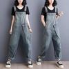 Tuta in Denim Casual Larga Estiva Letteraria Retrò Taglia Grande Donna