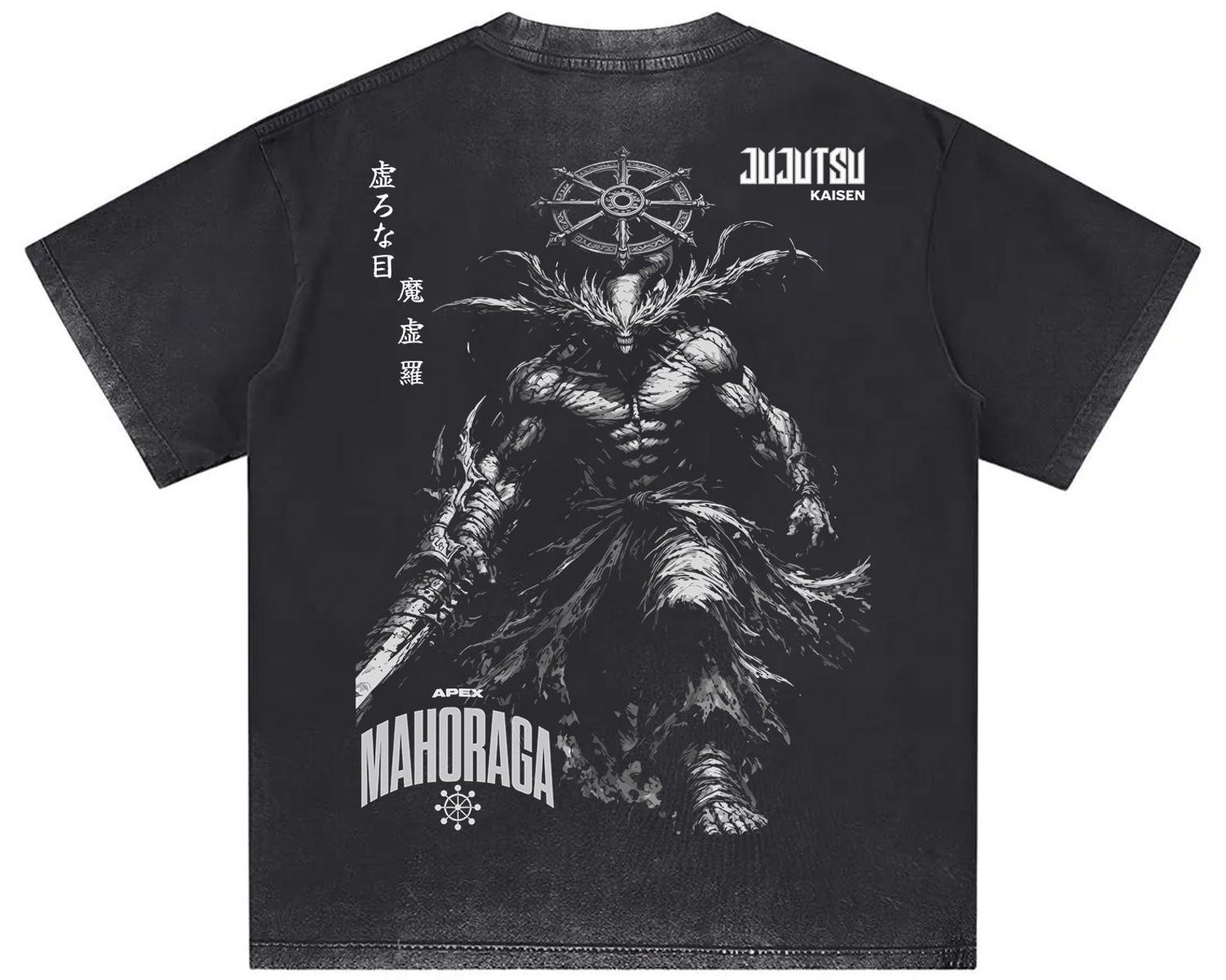 Mahoraga Jujutsu Kaisen Shirt, Divine General Sukuna Tee, Vintage Anime Rap T-Shirt, Dark Aesthetic Grunge Y2K Streetwear Clothing L