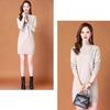 Half Turtleneck Knitted Dress for Women In Autumn and Winter Solid-color Long-sleeved Pullover Mid-length Casual Solid-color Sweater