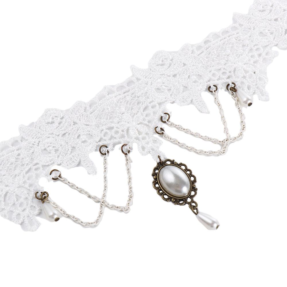 Handmade Retro Bride Statement Lace Wedding White Collar Jewelry Choker Bridal Necklace