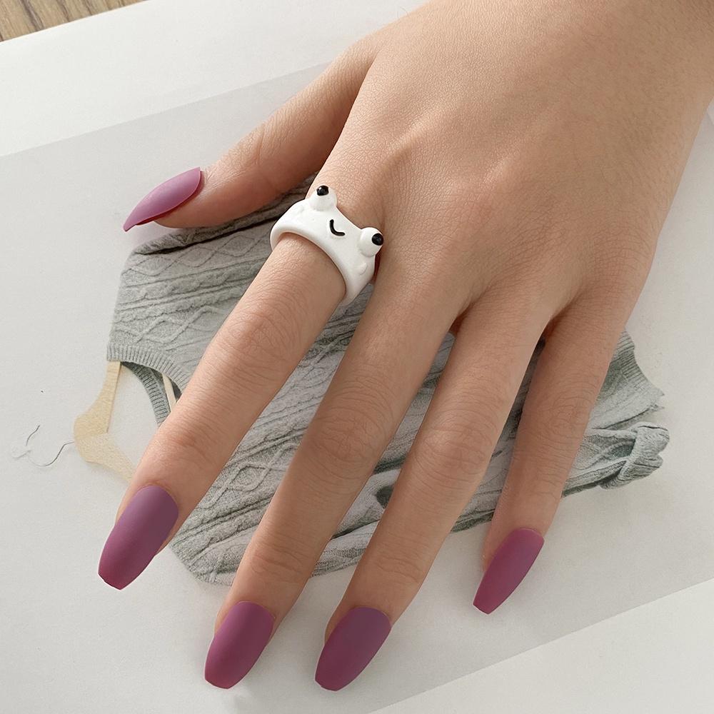 Cute Resin Chick Rings Cartoon Frog Colorful Wide Brim Ring for Women All-match Jewelry Accessories