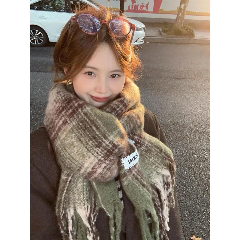Soft Fuzzy Oversized Scarf Women Winter Warm Thick Acrylic Blend Solid Color Plush Neck Wrap