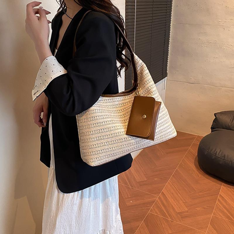 Holiday Style Straw Woven Women's Bag New Fashionable Large-capacity Tote Bag Summer Versatile Shoulder Underarm Leisure Bag