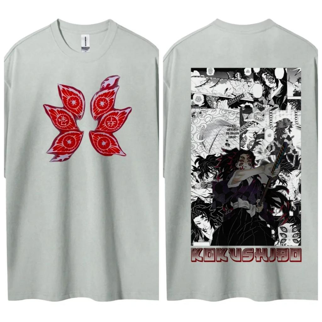 T-shirt Demon Slayer Homme Coton Pur Décontracté Col Rond Manches Courtes Vêtements Été Sport Décontracté Haut Manches Courtes