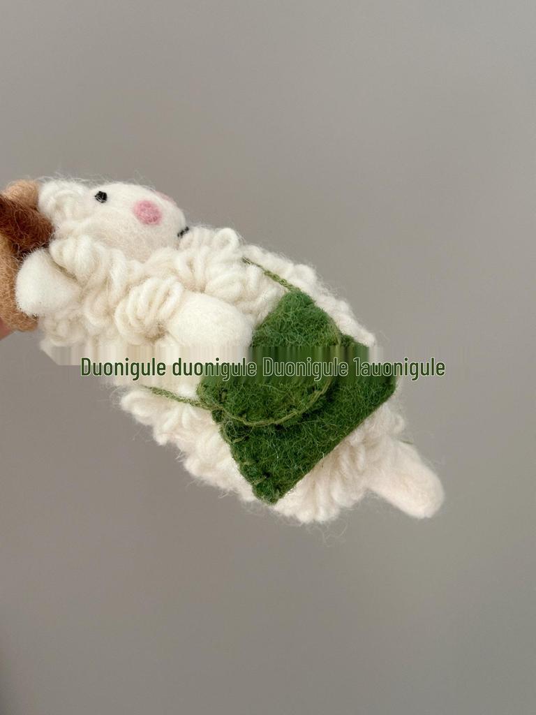 Nepal Handmade Wool Felt Farmer's Hat Sheep Doll Keychain & Bag/Car Charm