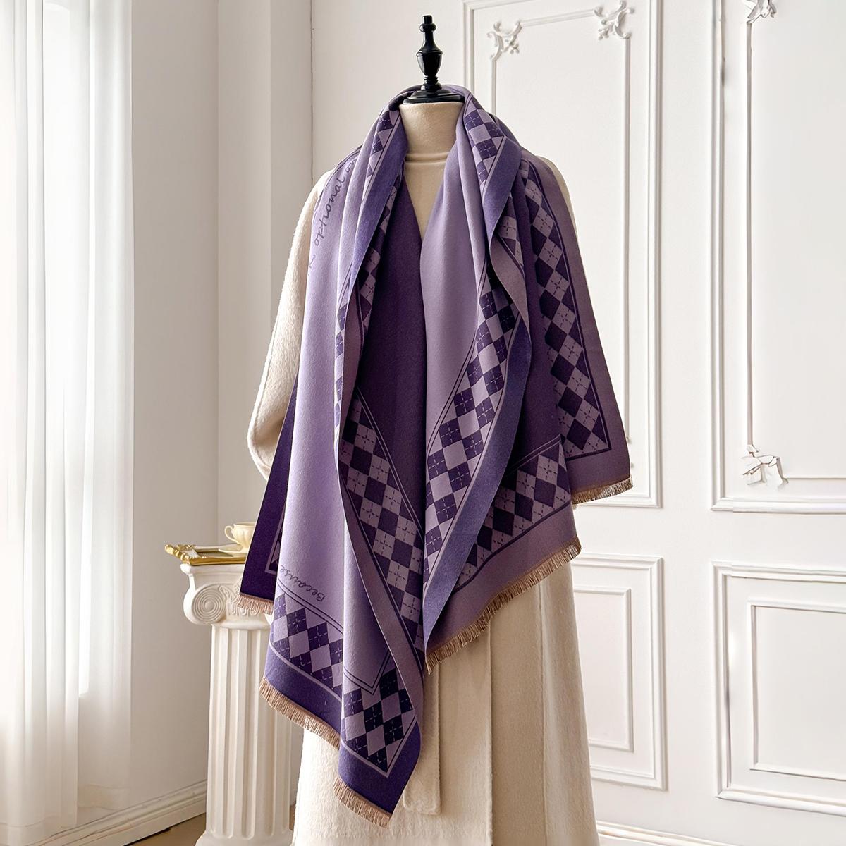 

Luxury Plaid Scarf Winter Warm Cashmere Women Scarf Women Tassel Shawl Wrapped Travel Cloak Blanket Large Shawl Windproof Scarf