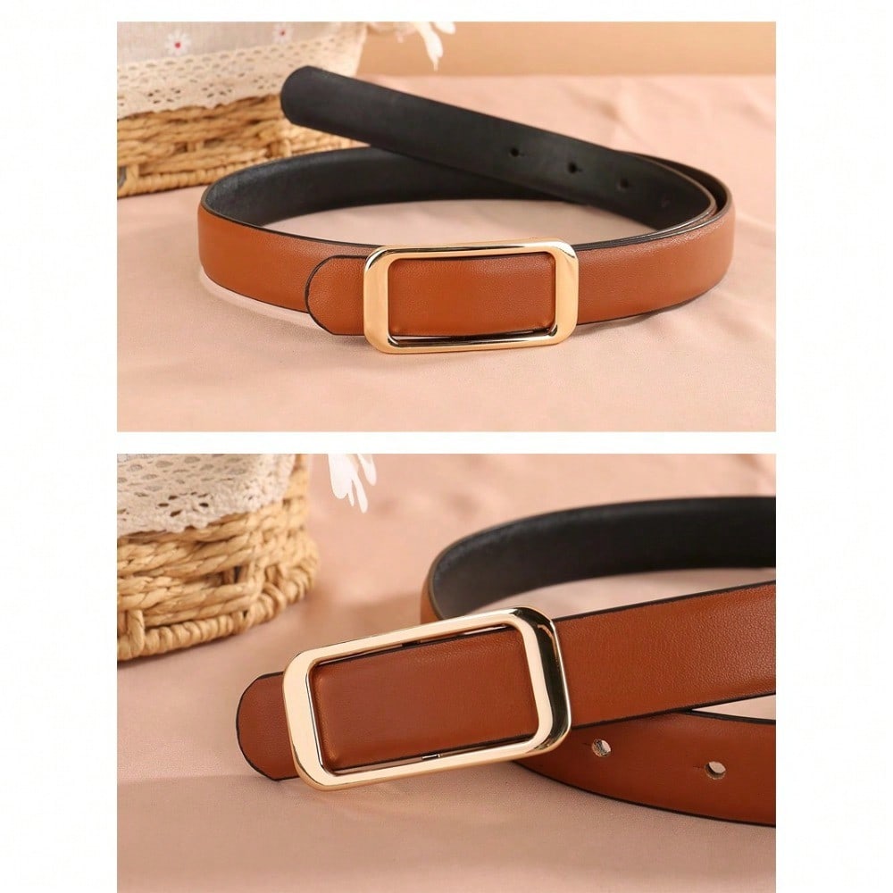 Trousers Belt Women's Jeans Versatile Fashion Literary ins Trend Double Sided Belt Retro Brown Practical Belt