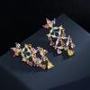 Color Flower Earrings Popular With Copper Micro-Inlaid Zircon Women'S Flower Stud Earrings