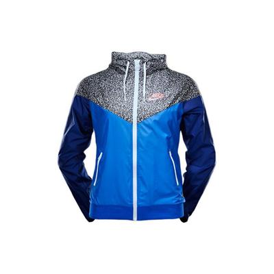Color Block Design Logo Print Hooded Jacket Women Jackets Blue 617218-414