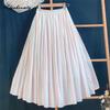 Spring Summer Women Rainbow Feminine Skirt Elastic Waist Pastel Striped Contrast Color Midi Skirt Cotton Soft Stylish Skirts Womens