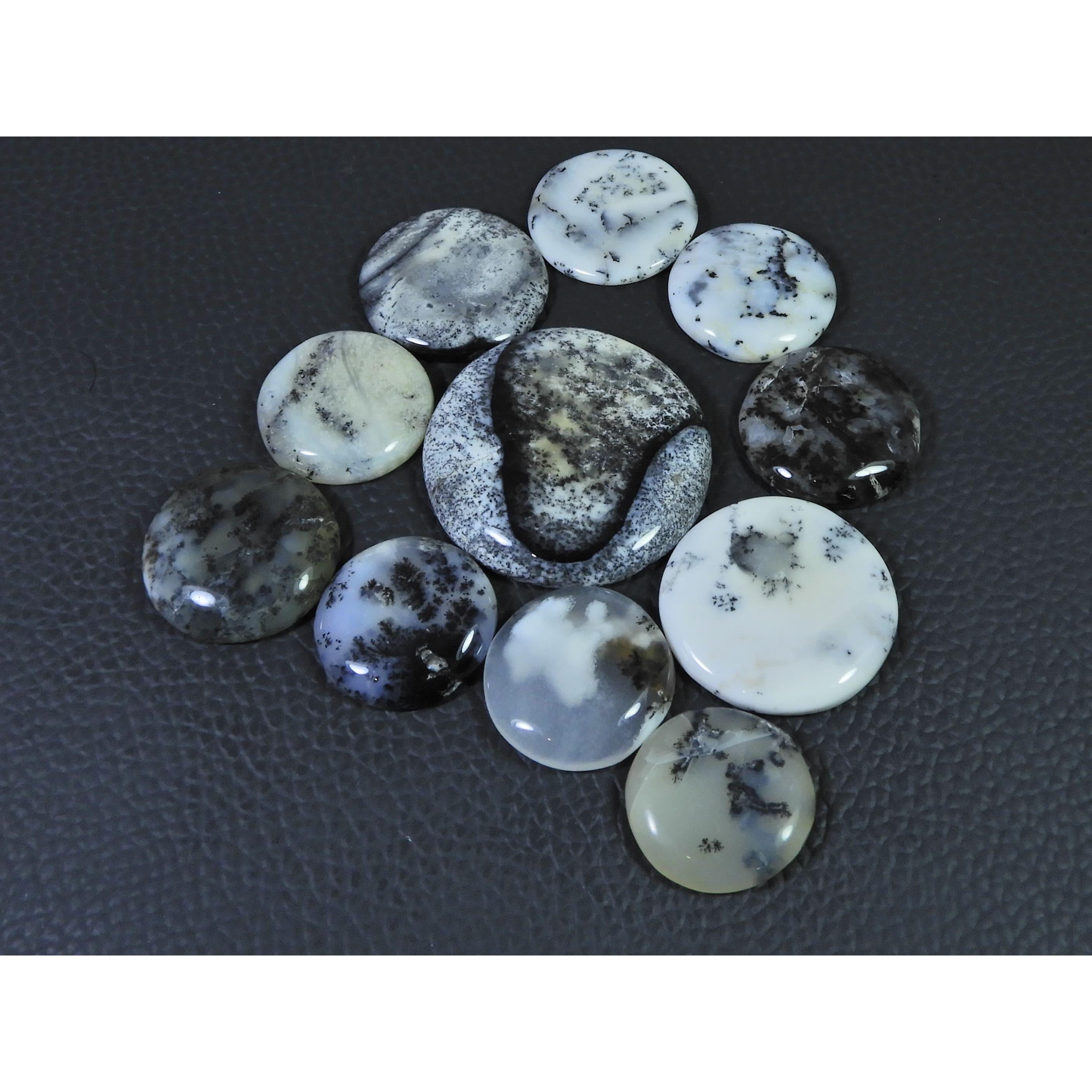 207Cts. Natural Dendrite Opal Agate Round Cabochon Loose Gemstone 11Pcs Lot C-1985