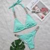 New Diamond Metal Chain Scrunch Butt Bikini Women Swimwear Female Swimsuit Two-pieces Bikini Set Bather Bathing Suit Swim