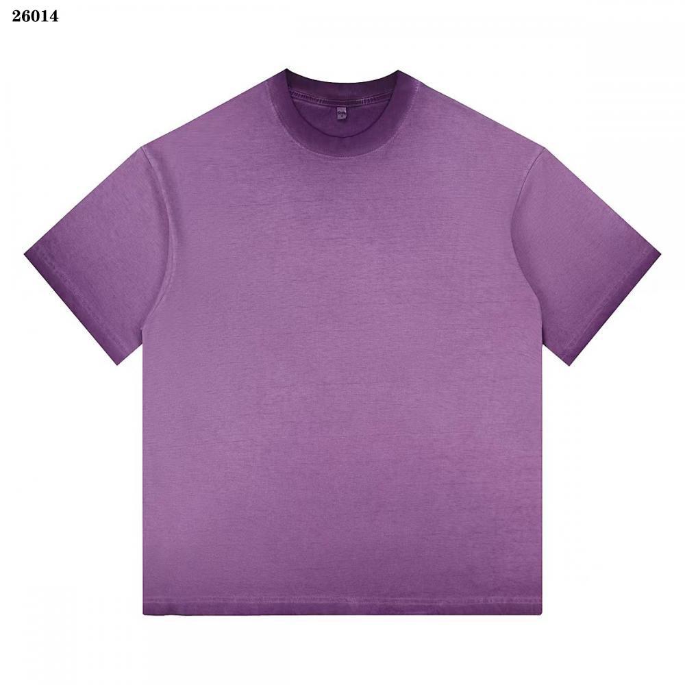 Men s Heavyweight Vintage American Two-Color Gradient Distressed Pure Cotton T-Shirt, Short Sleeve, 260g, Plus Size available. S