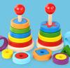 Wooden Rainbow Tower Wooden Puzzle Children's 3D Puzzle Shape Educational Toys for Children