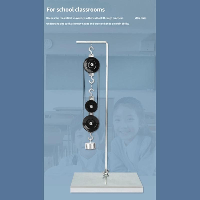 Multifunktionales Physik-Lehrmittel Flaschenzug-Apparat mit Ständer Haken und Skala für Klassenzimmer-Experimente für Schüler