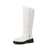 Krazing Pot PU Down Boots Cold-resistant Winter Shoes Med Heels Size 44 Super Size Snow Boots Zipper Round Toe Keep Warm Thigh High Boots