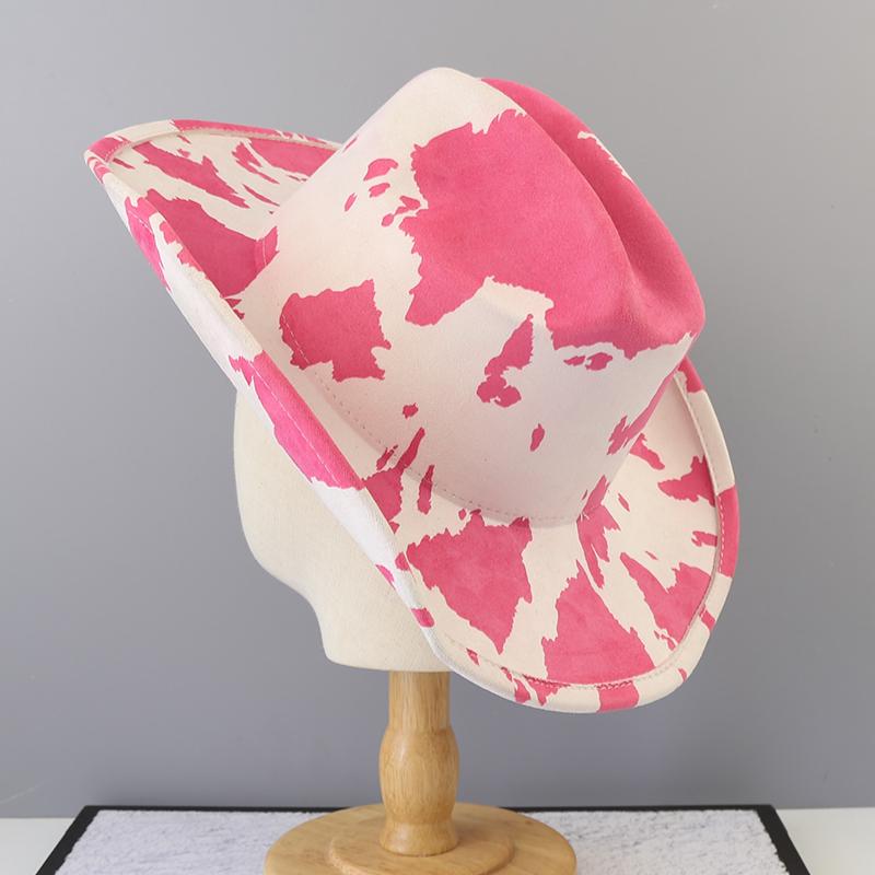 

Pink Cow Western Cowboy Hat For Women Cowgirl Jazz Hats Party Dress Cap Sombrero Hombre Vintage Rolled Brim Felt Jazz Hats One Size белый