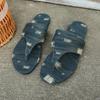 Fashion Hot Sale Shoes Female 2024 New Street Fashion Women's Flip Flops Summer Fashion Large Size Slides Blue Denim Flats Sandals