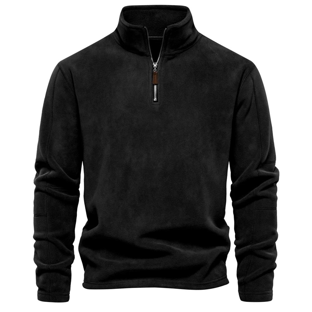 STORN Mens Thicken Warm Fleece Sweatshirt Jacket Quarter Zipper Mock Neck Pullover Men's Sweatshirt Soft Shell Mens Jacket