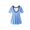 Anta Xiaoman Waist Series Logo Print Round Neck Pullover Short Sleeve Swim Dress Women Swimwear Clear-Sea-Blue 1823531420-1