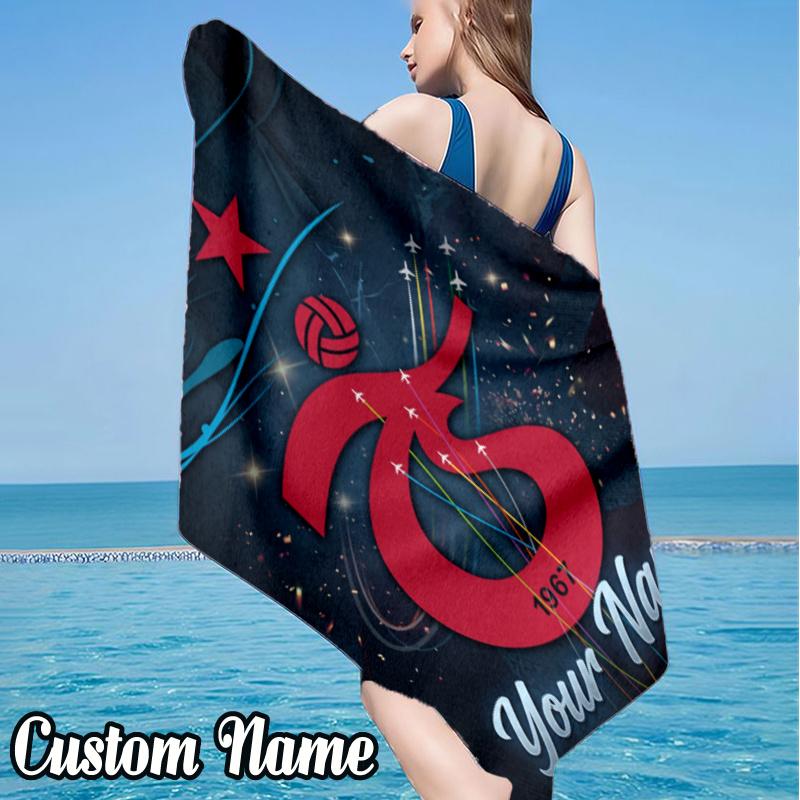Custom Name Trabzon-spor football Beach Towel - Soft, Ultra-Absorbent Microfiber, Lightweight, Perfect for Beach, Parties, Travel, Camping