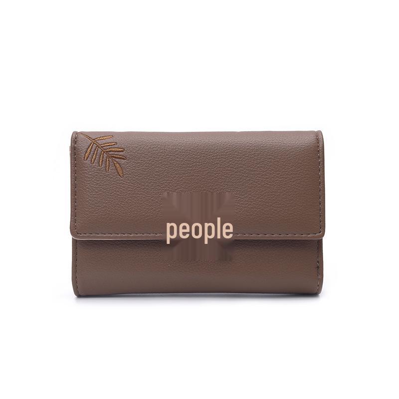 Women's 2025 Medium Wallet: Large Capacity Leaf Embroidery Flower Coin Purse & Card Holder Clutch