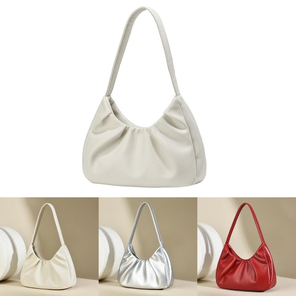 Elegant High-quality Pleated Underarm Bag For Women In Pure Color Stylish Design