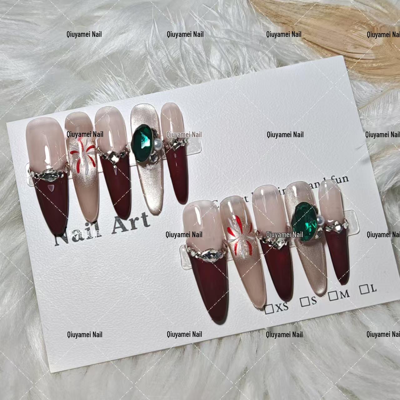 

Romantic Bloom Handmade Gel Nails: Fireworks & Golden Cat Eye Design S