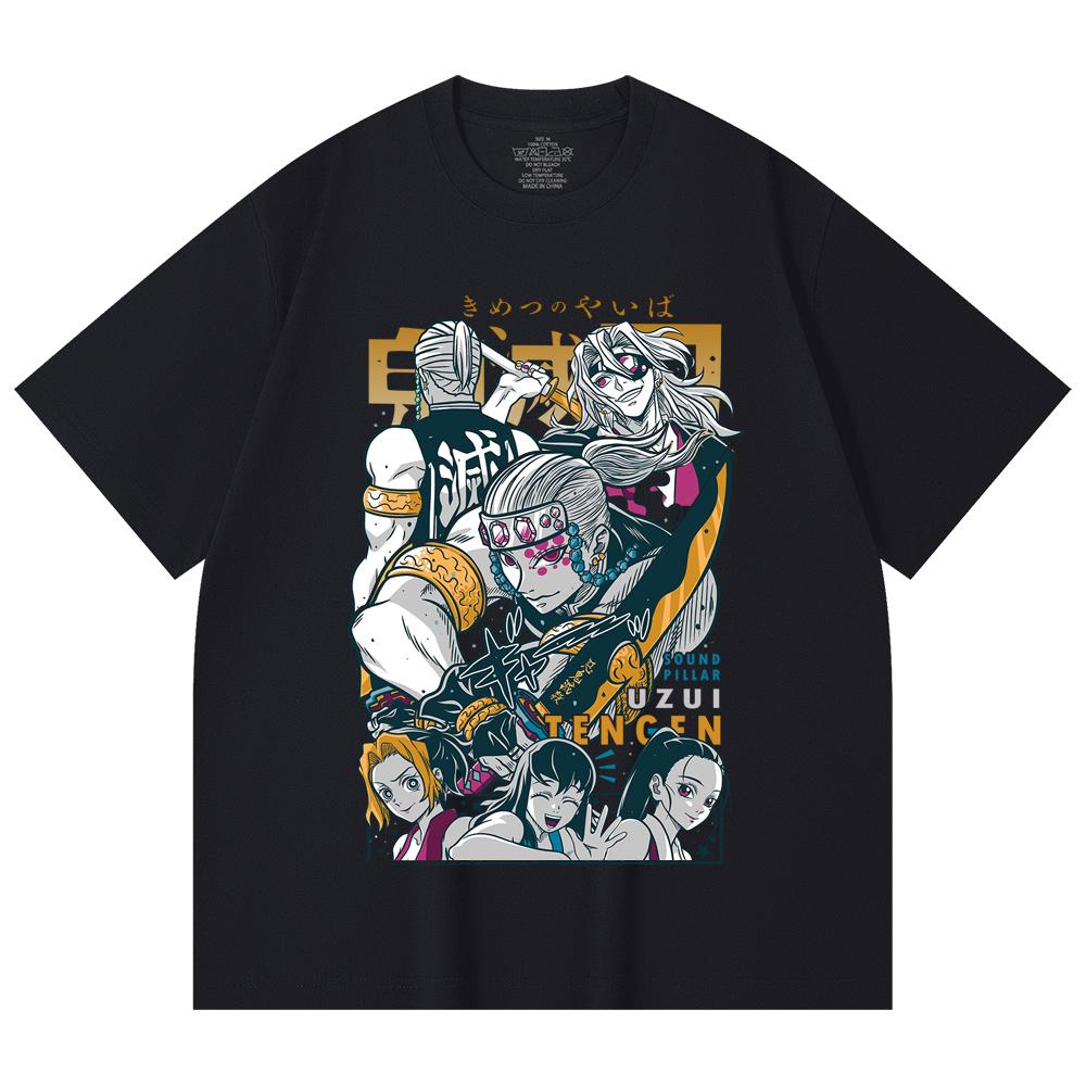 230 Gsm 100% Cotton Demon Slayer V65 Uzui Print Unisex Heavy Cotton T Shirt