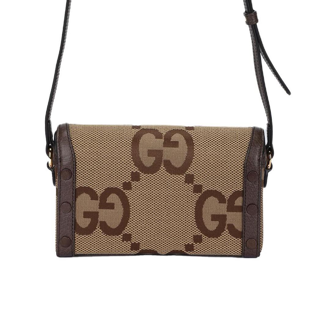 Gucci Horsebit 1955 Gold Horsebit Oversized Double G Magnetic Closure Canvas And Leather Trimmed Box Bag Shoulder Crossbody Mini 699296-UKMBG-2572