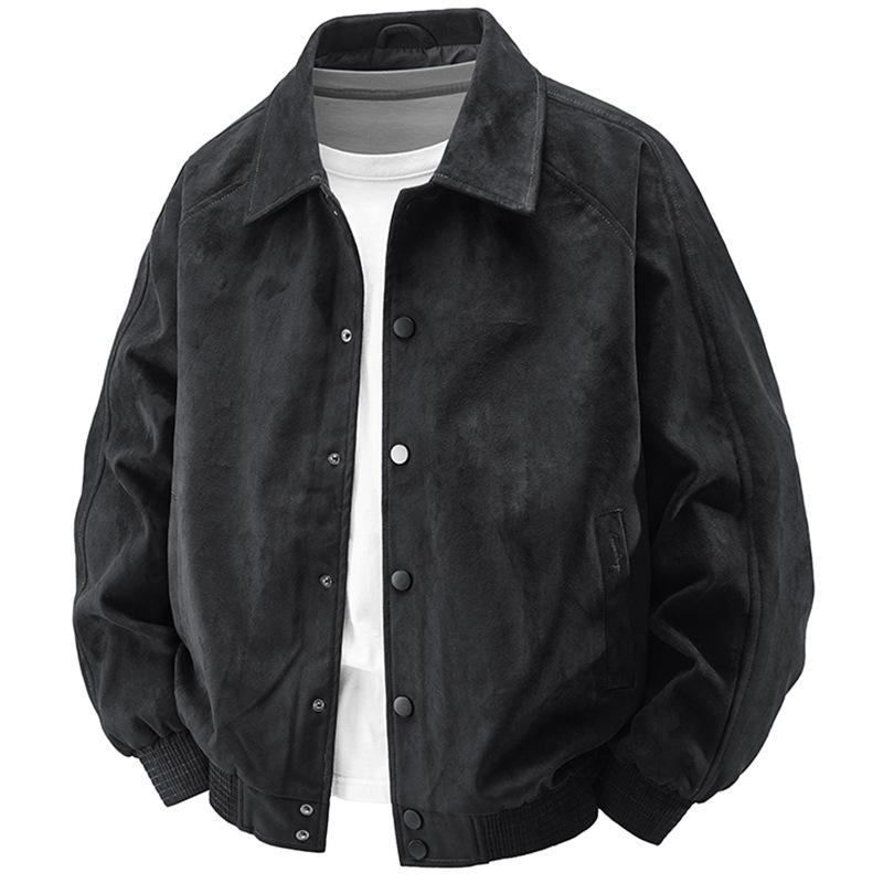 2025 Men's Suede Velvet Jacket: Elastic Lapel, Casual, Comfortable, Fashionable, Versatile for Spring and Autumn