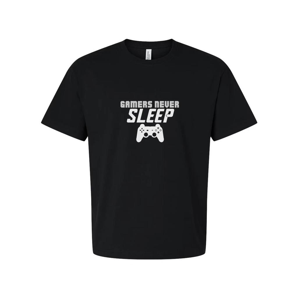 Gamers Never Sleep Graphic Tee With Controller Icon Unisex Short Sleeve Gaming S