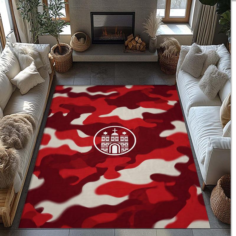 FC St. Pauli Football Print Crystal Velvet Rug, Comfortable Water Absorbent Non Slip Indoor Floor Carpet